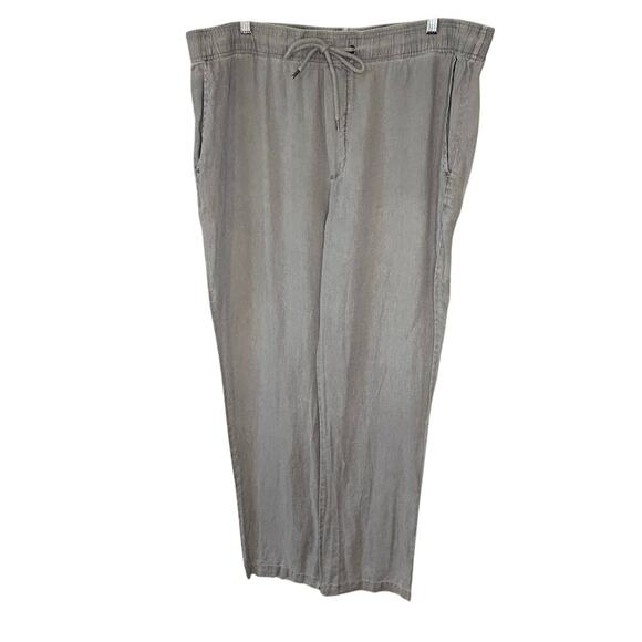 James Perse gray 100% linen pull on high rise elastic waist pants size 4 US XL - Picture 1 of 8